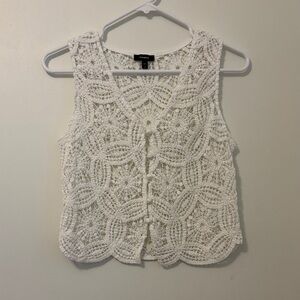 NWOT Express White Lace Crocheted Vest